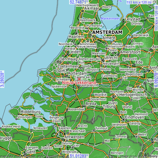 Topographic map of Nieuw-Lekkerland