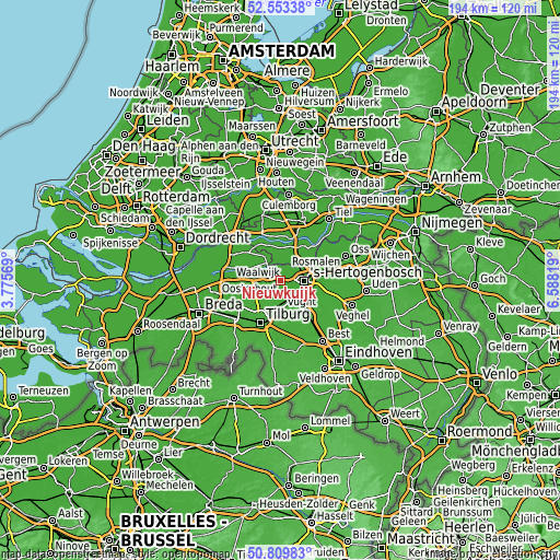 Topographic map of Nieuwkuijk