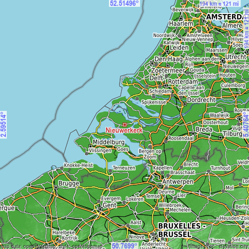 Topographic map of Nieuwerkerk