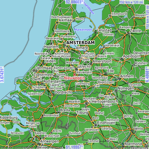 Topographic map of Nieuwegein