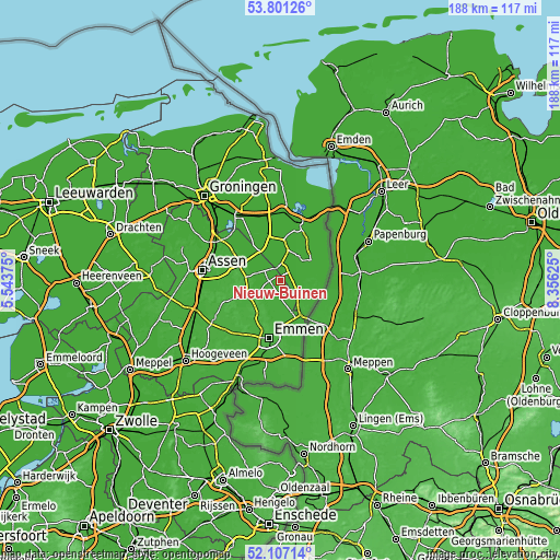 Topographic map of Nieuw-Buinen