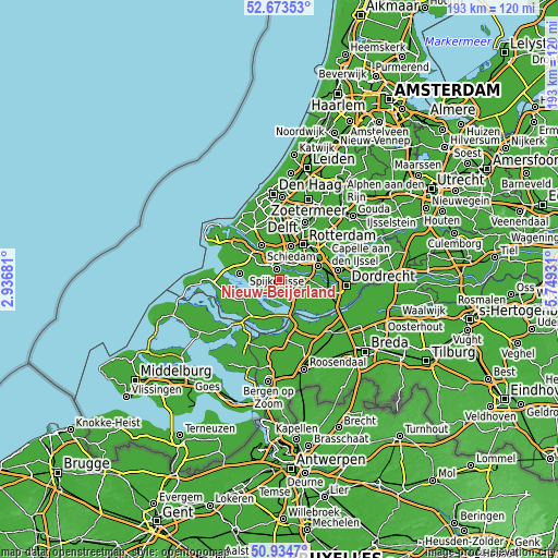 Topographic map of Nieuw-Beijerland