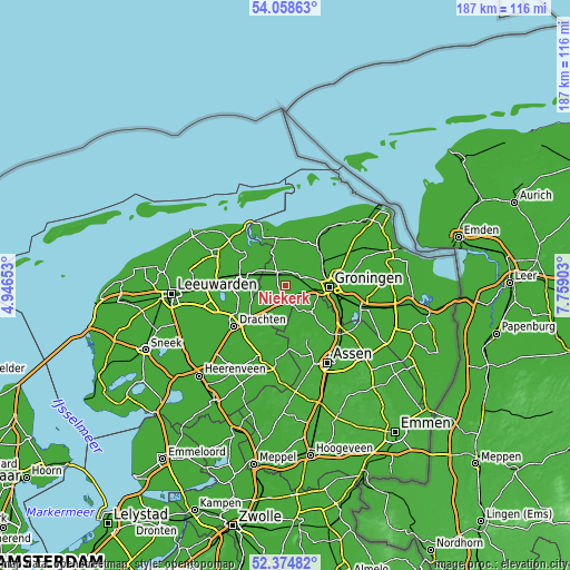 Topographic map of Niekerk