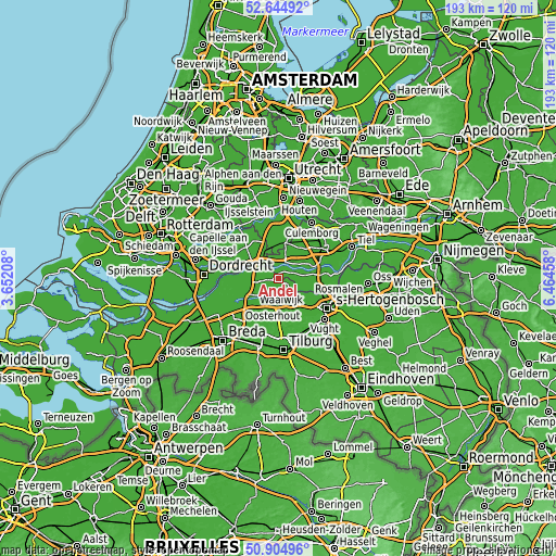 Topographic map of Andel