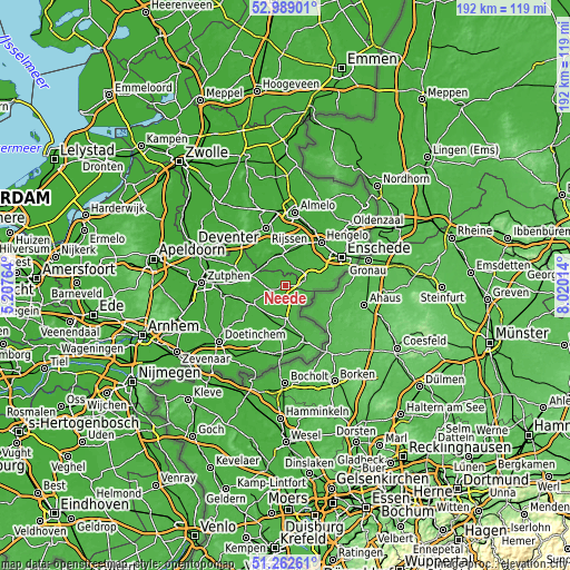 Topographic map of Neede