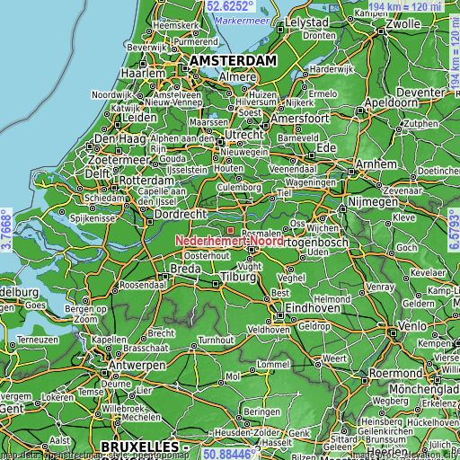 Topographic map of Nederhemert-Noord