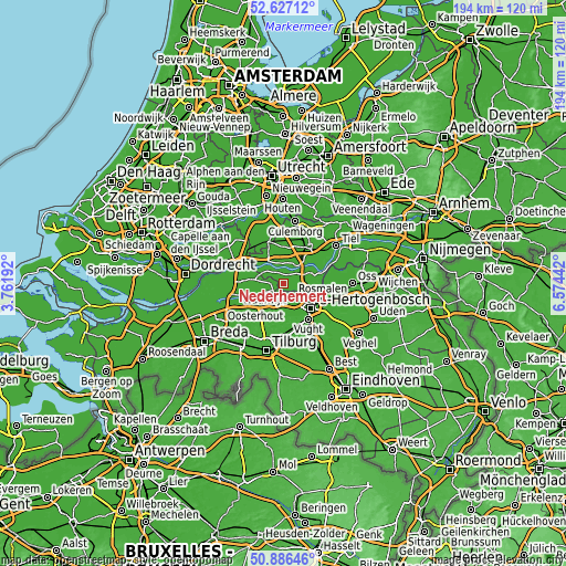 Topographic map of Nederhemert