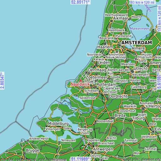 Topographic map of Naaldwijk