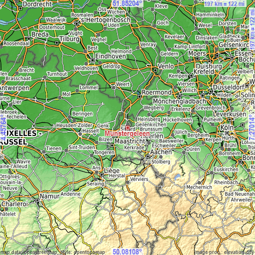 Topographic map of Munstergeleen