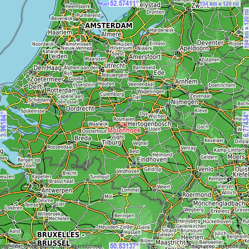 Topographic map of Molenhoek