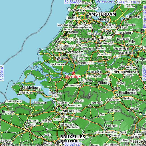 Topographic map of Moerdijk