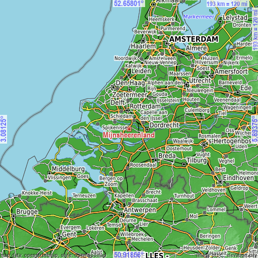 Topographic map of Mijnsheerenland