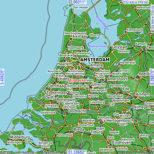 Topographic map of Mijdrecht