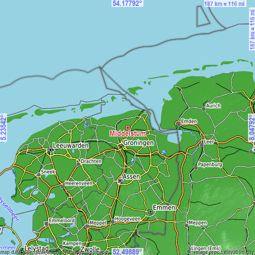 Topographic map of Middelstum