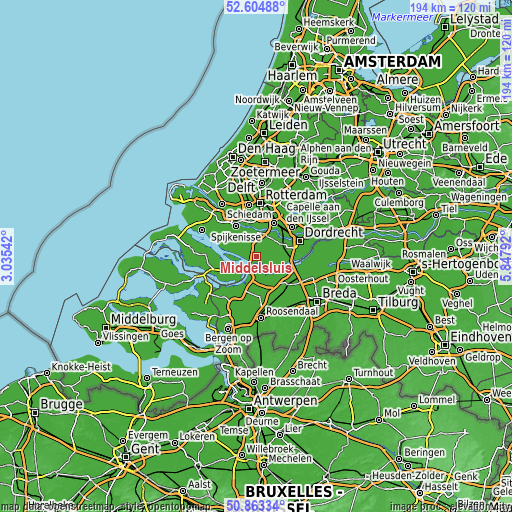 Topographic map of Middelsluis