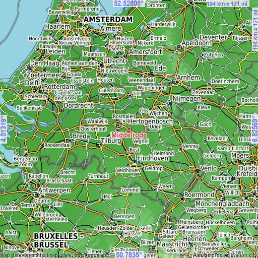 Topographic map of Middelrode