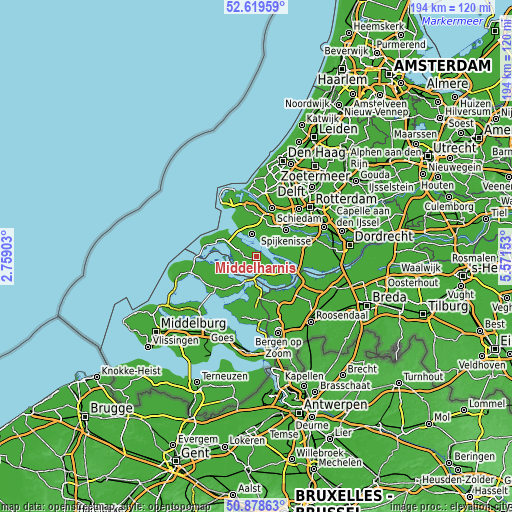 Topographic map of Middelharnis