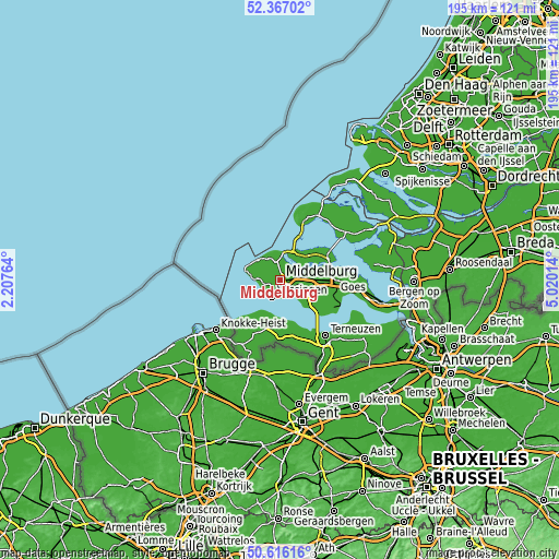 Topographic map of Middelburg