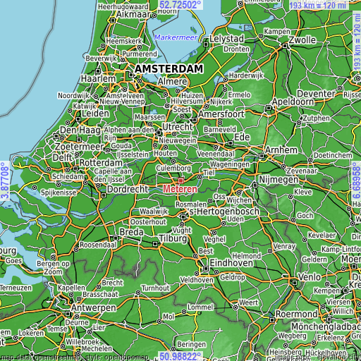 Topographic map of Meteren