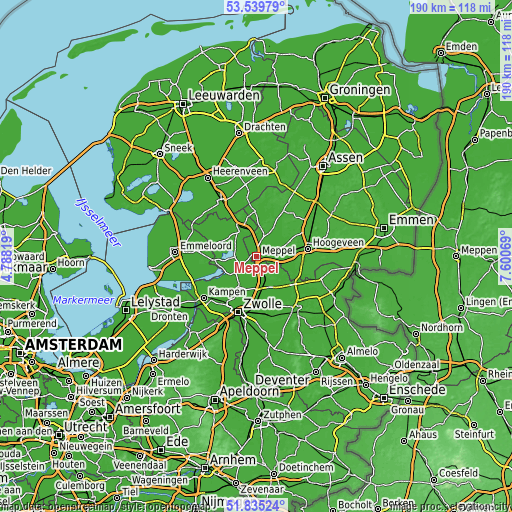 Topographic map of Meppel