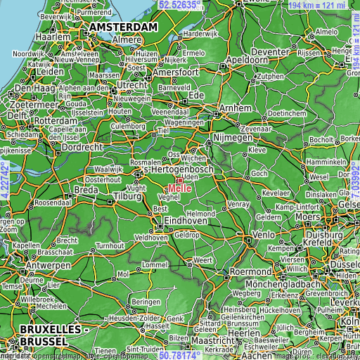 Topographic map of Melle