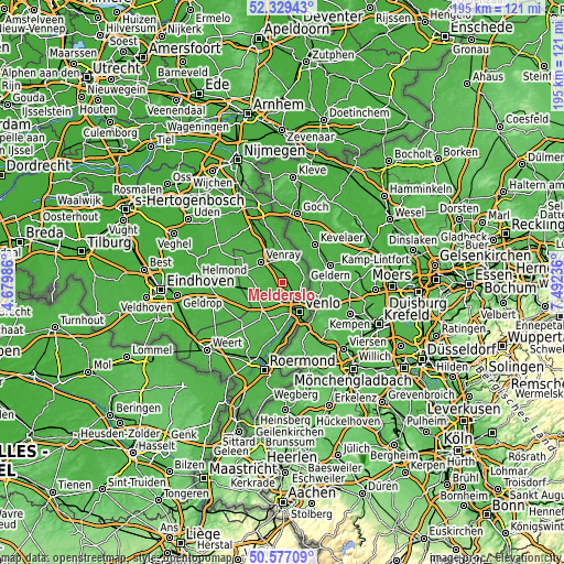 Topographic map of Melderslo