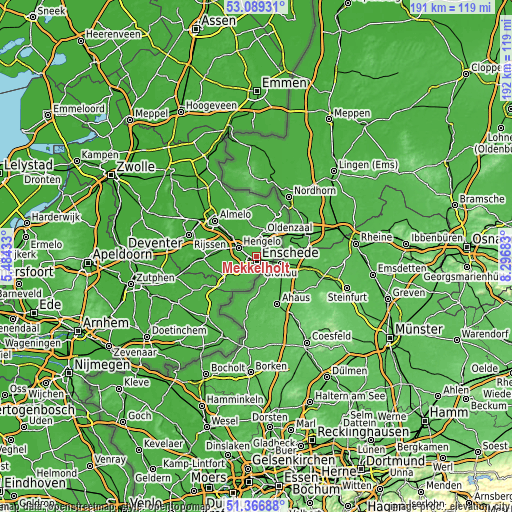 Topographic map of Mekkelholt