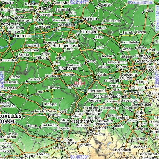 Topographic map of Meijel