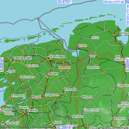 Topographic map of Meeden