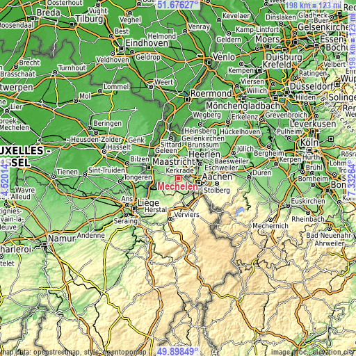 Topographic map of Mechelen