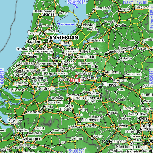 Topographic map of Maurik