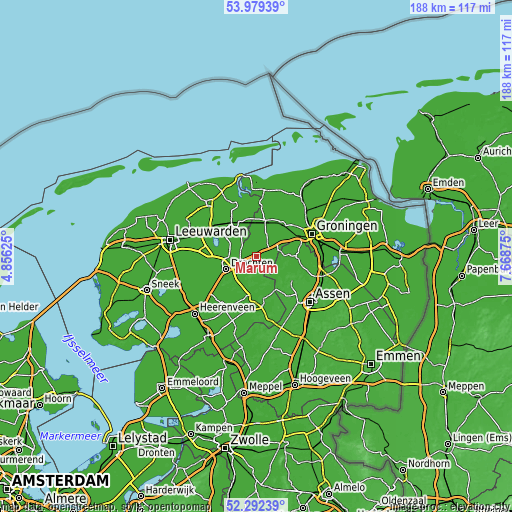 Topographic map of Marum