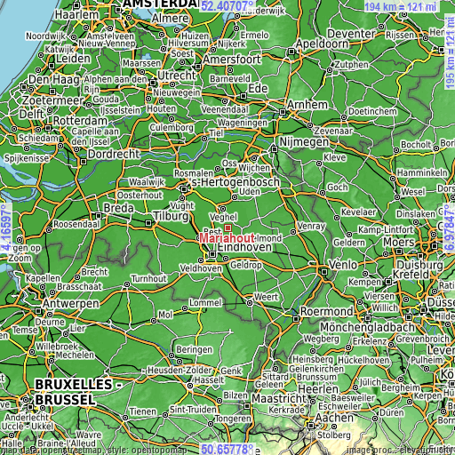 Topographic map of Mariahout