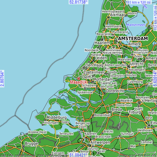Topographic map of Maasdijk