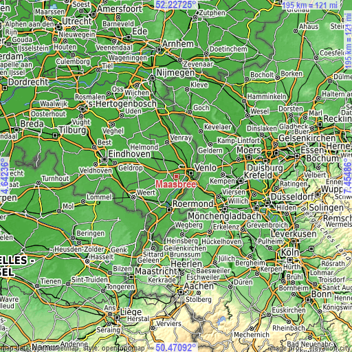 Topographic map of Maasbree