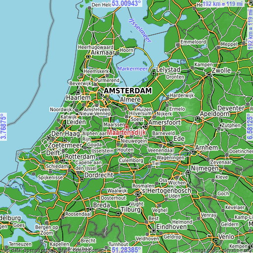 Topographic map of Maartensdijk