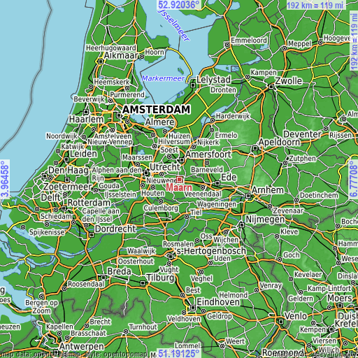 Topographic map of Maarn