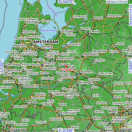 Topographic map of Lunteren