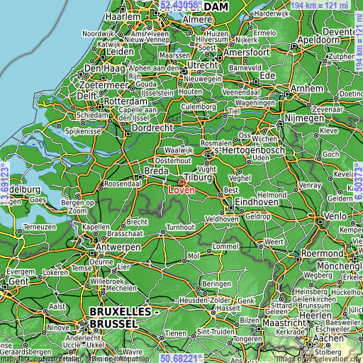 Topographic map of Loven