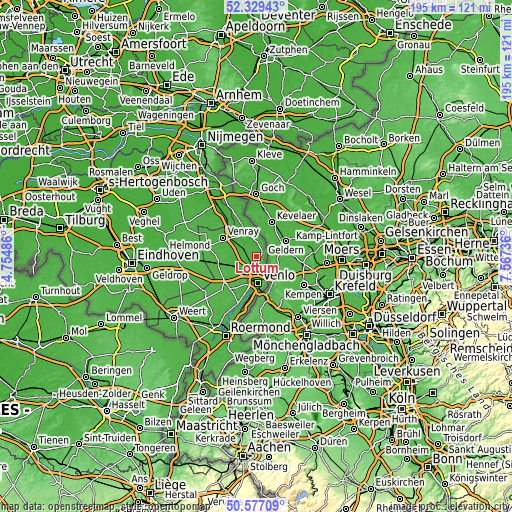 Topographic map of Lottum