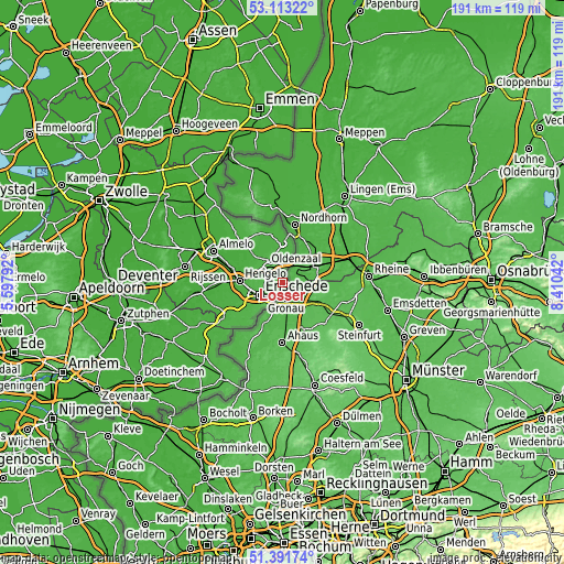 Topographic map of Losser