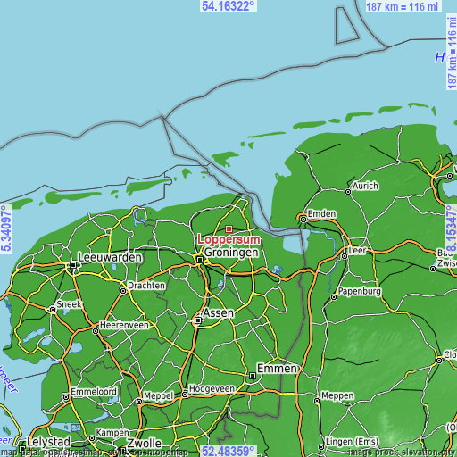 Topographic map of Loppersum