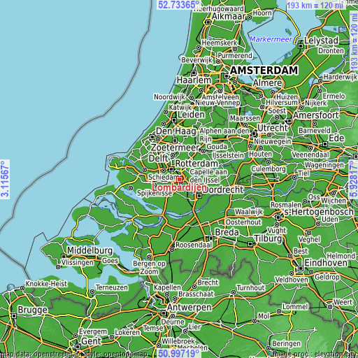 Topographic map of Lombardijen