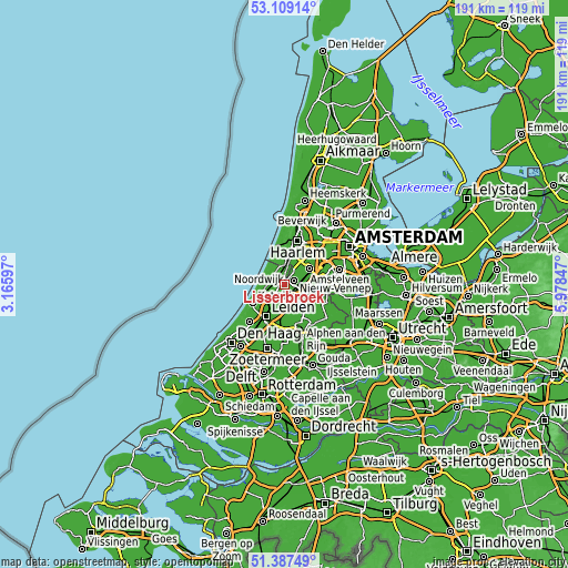 Topographic map of Lisserbroek