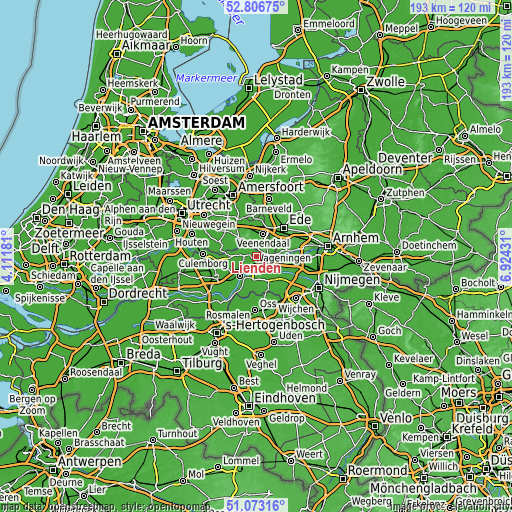 Topographic map of Lienden