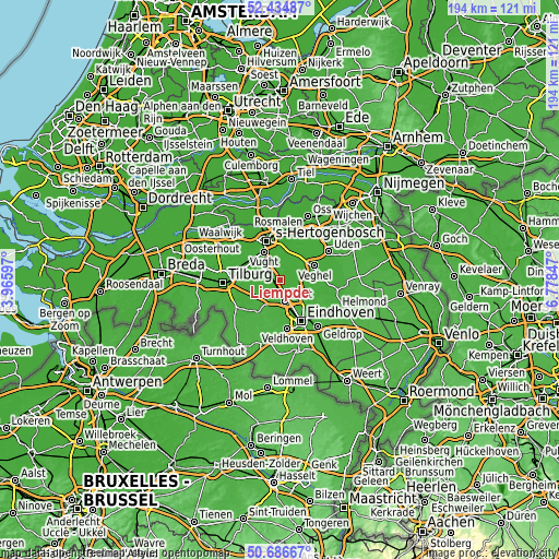 Topographic map of Liempde