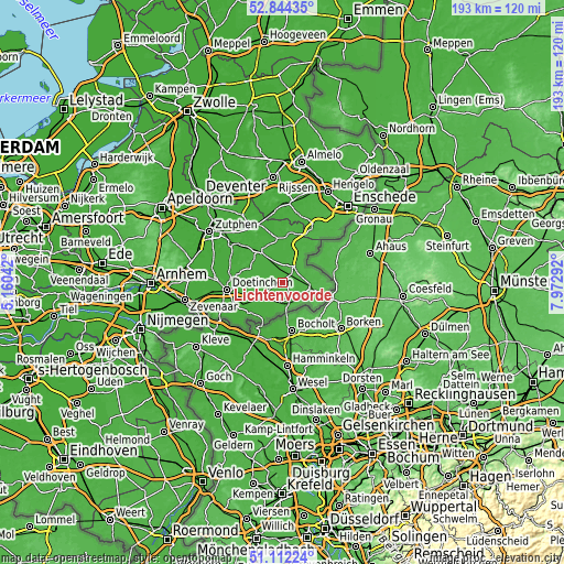 Topographic map of Lichtenvoorde