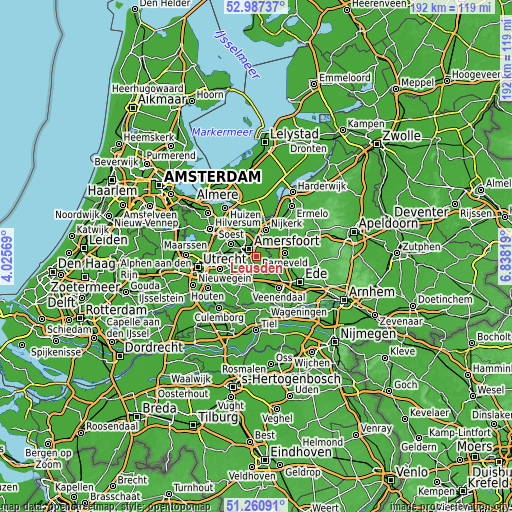Topographic map of Leusden