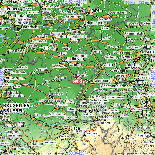 Topographic map of Leuken