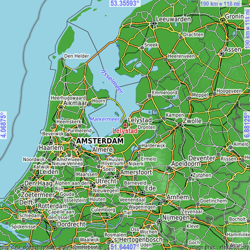 Topographic map of Lelystad